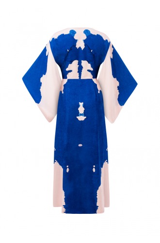Joanna Hawrot, sukienka, maxi, kimonowa, niebieska