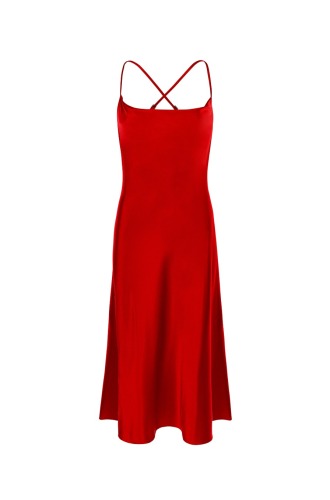 Czerwona, jedwabna sukienka