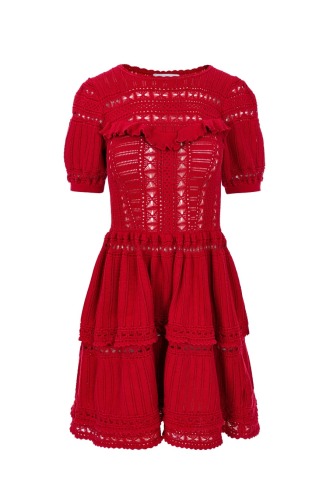 Czerwona, dzianinowa sukienka