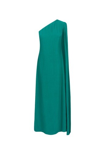 Długa, zielona, asymetryczna sukienka 