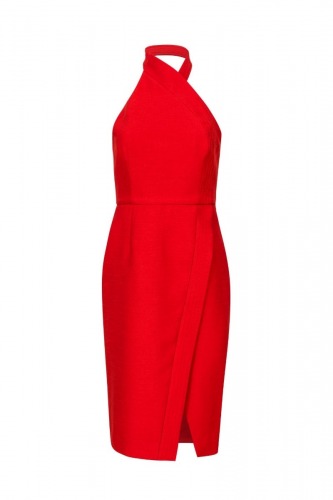 Czerwona sukienka ze stójką