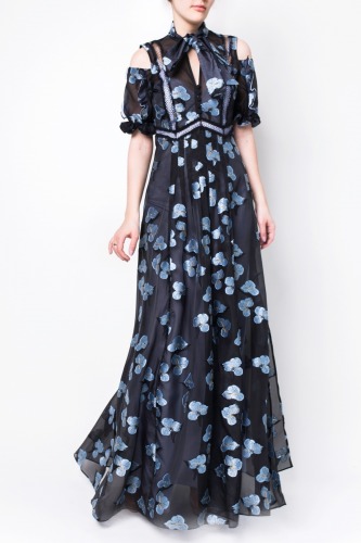 Długa, czarno-błękitna sukienka