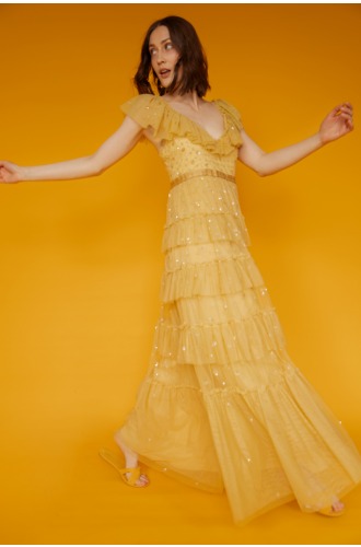 Długa, żółta sukienka